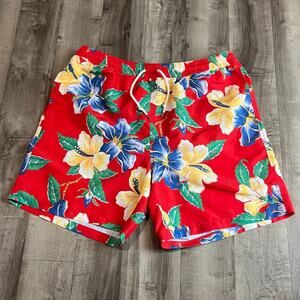 Polo Ralph Lauren Big & Tall Hawaiian Tropical Red Swim Trunks Swimwear Men’s LT
